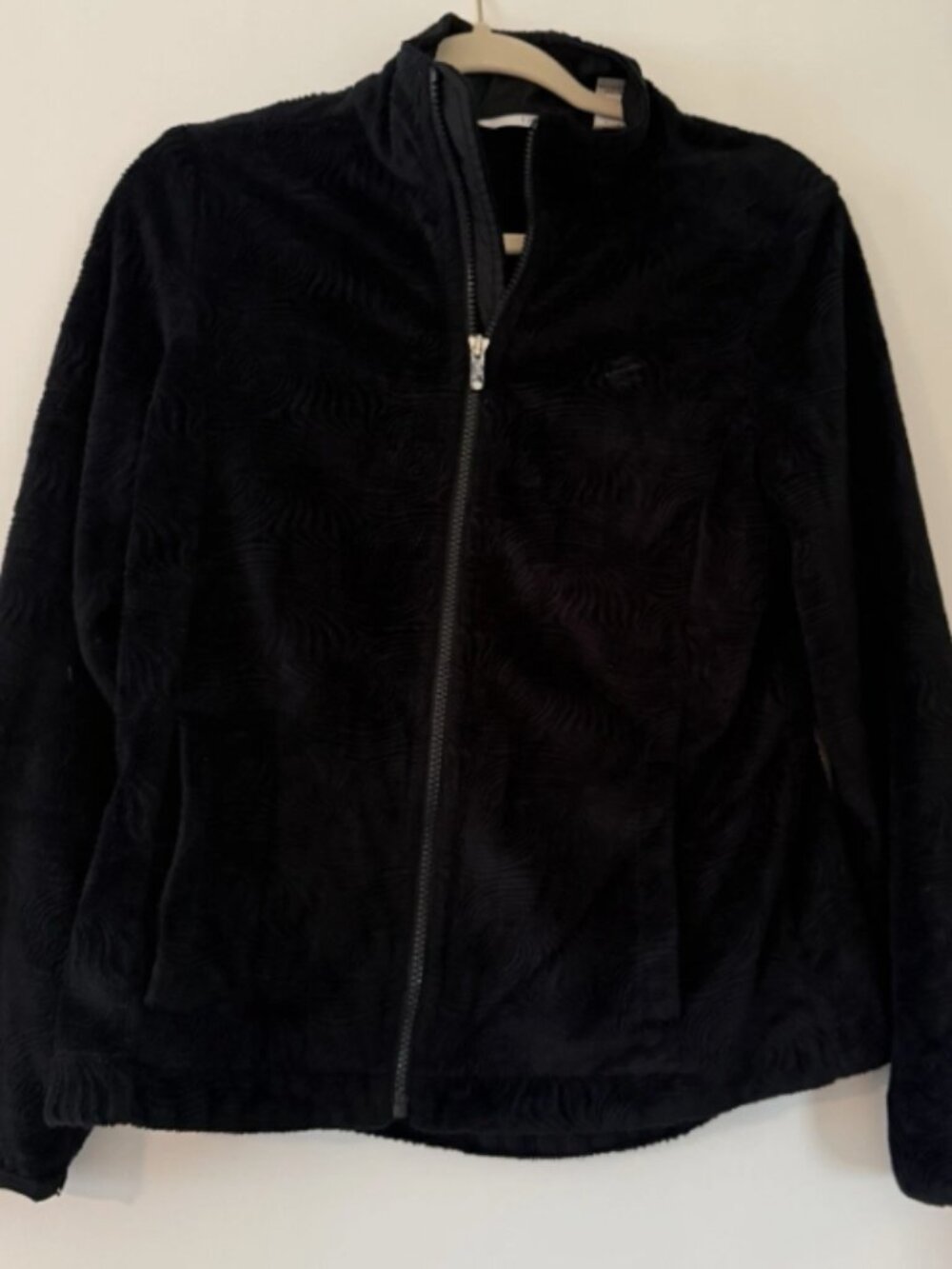 IZOD Womens Black Full Zip Fleece Jacket Mock Neck Regular Fit Size S